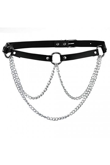 Milakoo Ceinture punk/rocker en cuir synthétique avec œillets pour femme - Boucles réglables, f2, taille unique