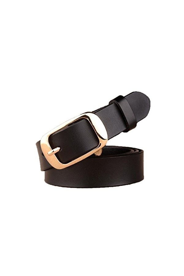 Cliont delicate Ceinture femme en cuir véritable avec ceinture en or et noir largeur 2.9cm