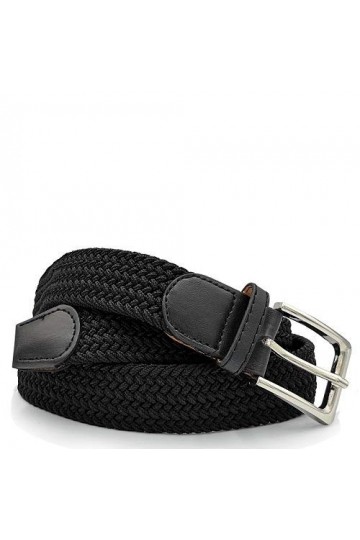 GLOMY Ceinture élastique tressée pour homme et femme ceinture de couleur unique ou double couleurs unisexe, Noir ,