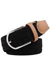 JK Home 105cm Ceinture Elastique Tressée pour Femme Boucle Ceintures Homme Extensible 3.3cm de Large Bleu Blanc Rouge
