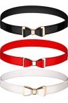 3 Pièces Ceinture Fine Femme Ceinture Élastique Mince pour Robe, 3 Couleurs Set 2 