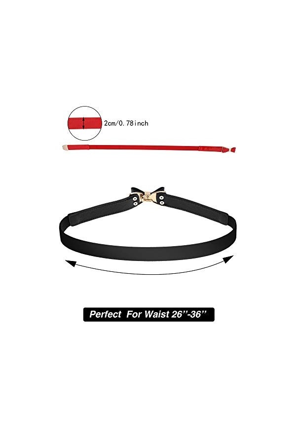 3 Pièces Ceinture Fine Femme Ceinture Élastique Mince pour Robe, 3 Couleurs Set 2 