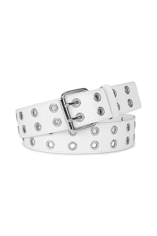 Jasgood Ceinture punk pour homme et femme avec double trou Style punk Cosplay Hip Hop Ceinture pour ou tenues gothiques - - M