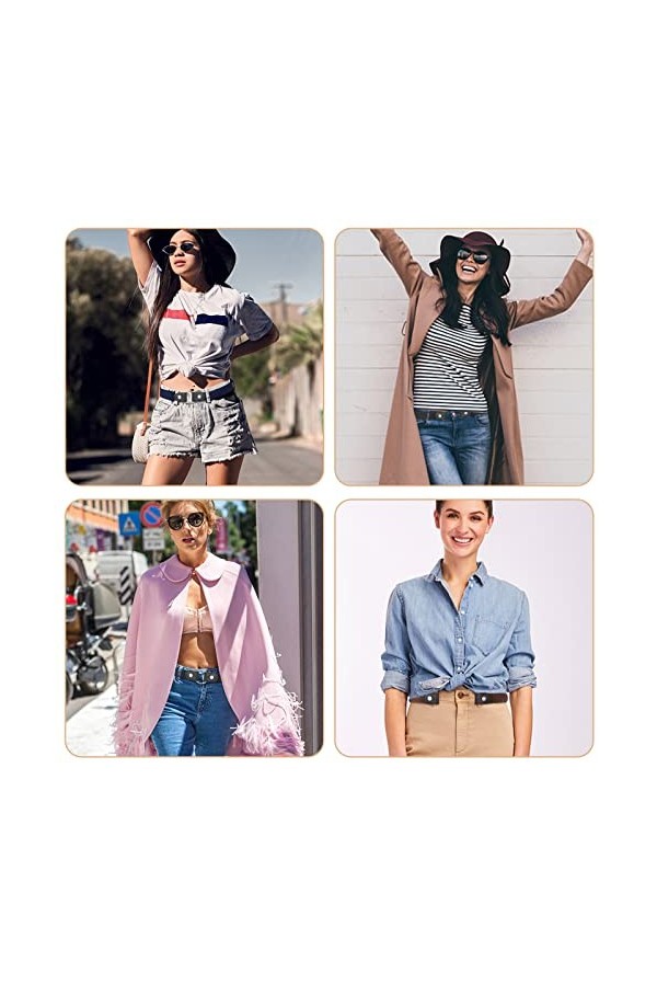 aurorayer Lot de 6 ceintures sans boucle, ceinture élastique pour femme, boucle extensible, invisible, pour jeans, pantalons,