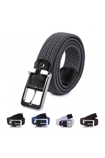 LAKIDAY Ceinture pour Homme et Femme, Unisexe Élastique Ceintures en Tissu Tressée Sans Trous Largeur 3.3cm Noir 105CM