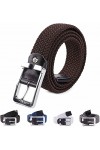 LAKIDAY Ceinture pour Homme et Femme, Unisexe Élastique Ceintures en Tissu Tressée Sans Trous Largeur 3.3cm Noir 105CM
