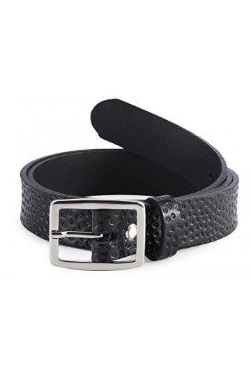 Merry Style Ceinture en Cuir Véritable Femme large D41 Noir-4, 90 cm Longueur totale 105 cm 