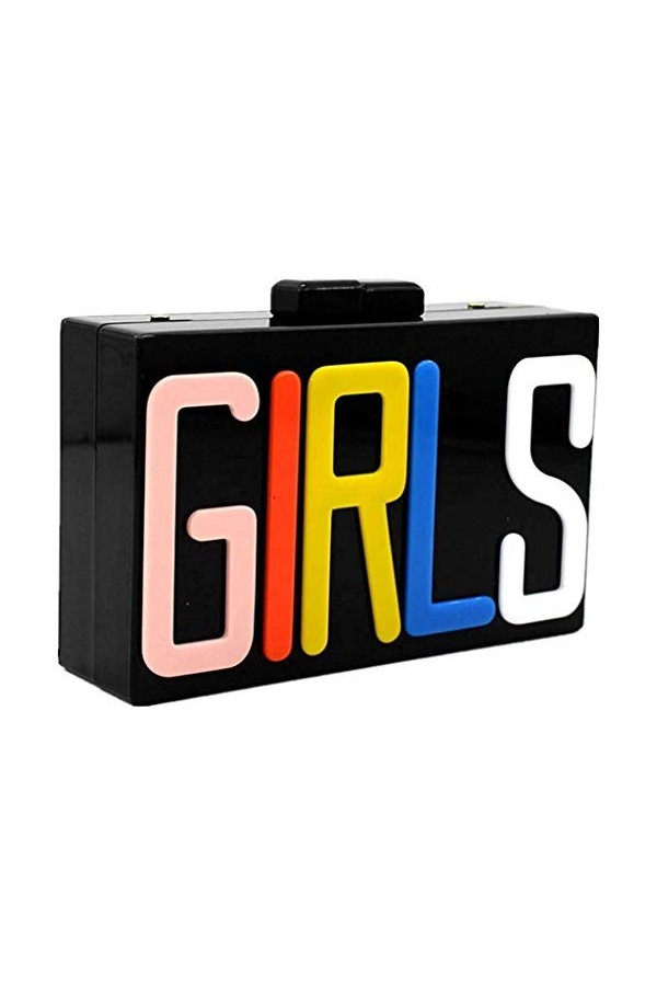 Shiratori Femme Sac de soirée Filles rectangulaire Acrylique Lucite Partie Embrayage Sac à Main Noir