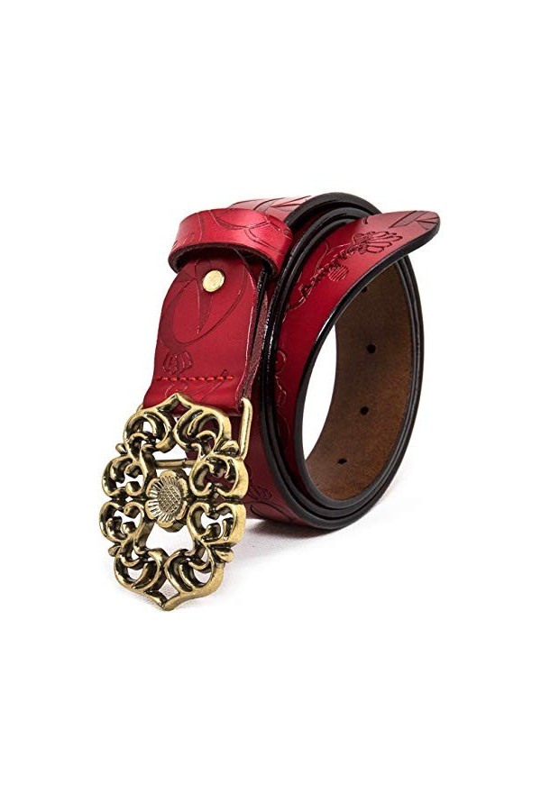 AmyKer femme Ceinture en cuir véritable pour pantalon en jean Robe à fleurs avec ceinture, Ceinture vintage à fleurs pour fem