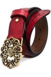 AmyKer femme Ceinture en cuir véritable pour pantalon en jean Robe à fleurs avec ceinture, Ceinture vintage à fleurs pour fem