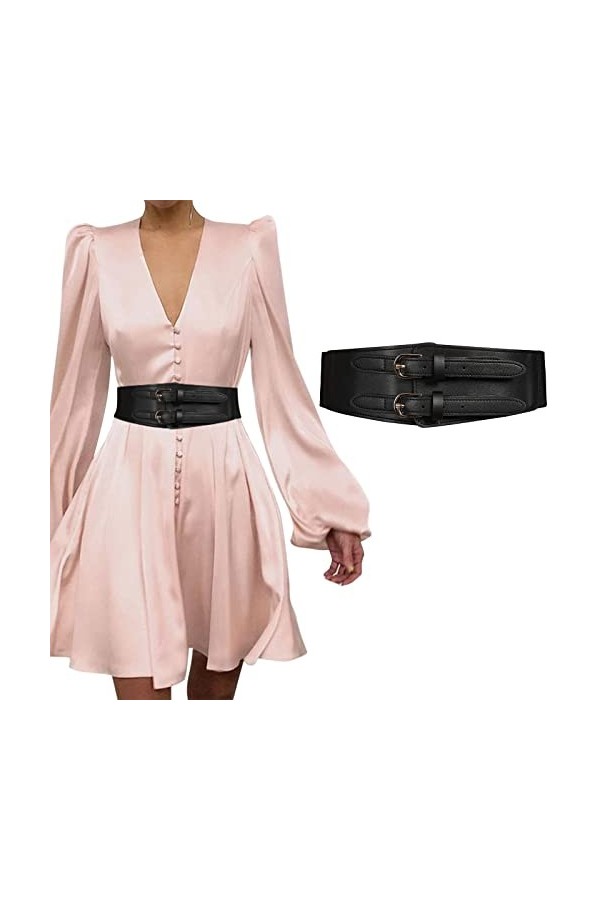 WELROG Ceinture Élastique pour Femme - Ceinture Large de 6 cm pour Robe, Chemises Élastiquée Ceinture de Robe Stretch avec Bo