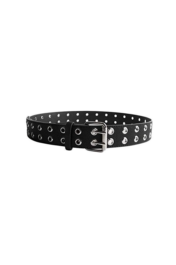 Irypulse Ceinture en Cuir à Deux Trous Classique Mode pour Fille Femme, Ceinture de Syle Gothique Boucle Adrillon pour Pantal