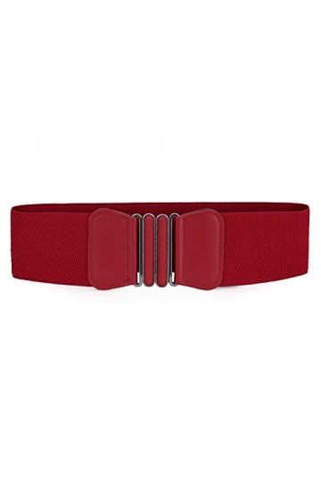 sourcing map Ceinture élastique à boucle de verrouillage en forme de nœud papillon pour femmes Rouge Taille unique