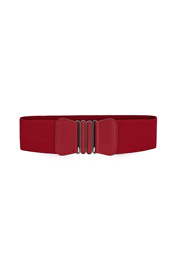 sourcing map Ceinture élastique à boucle de verrouillage en forme de nœud papillon pour femmes Rouge Taille unique