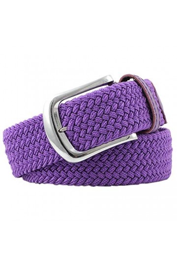 YiyiLai Ceinture en Faux Cuir Unisexe Elastique Tressée Fête Anniversaire Casual Simple Violet