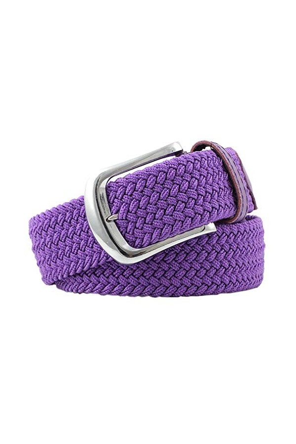 YiyiLai Ceinture en Faux Cuir Unisexe Elastique Tressée Fête Anniversaire Casual Simple Violet