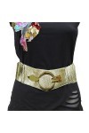 Glamexx24 Ceinture élastique pour femme - 6 cm de large - Anneau argenté, Or brillant, 85cm Taillenweite 76-108cm 