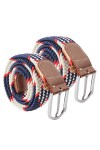 Lot de 2 ceintures en tissu élastique tissé pour femme - Style décontracté - Multicolore D , D, Taille Unique