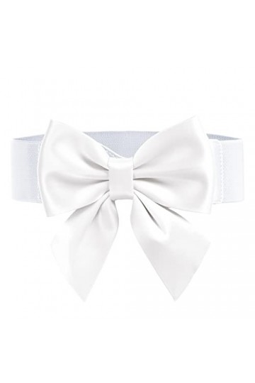 GRACE KARIN Ceinture Femmes Large avec Nœud Papillon Taille élastique pour Robe Cocktail Mariage Fête 77~81 CM blanc