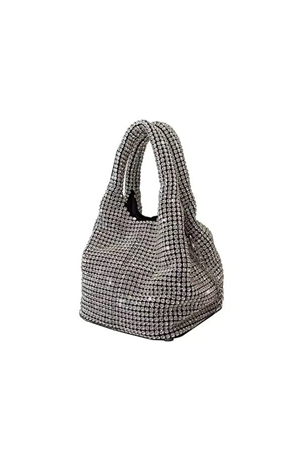 Strass Mini sac de transport pour femme Blingbling Sparkle portefeuille en cristal embrayage sacs à main argent fête bal mari