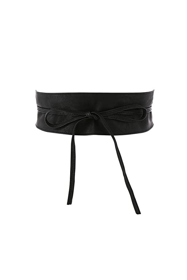 FASHIONGEN - Ceinture Obi pour Femme, Ceinture large Obi, Similicuir de Poylurethanne, haute qualité, MICA - Noir, S-M