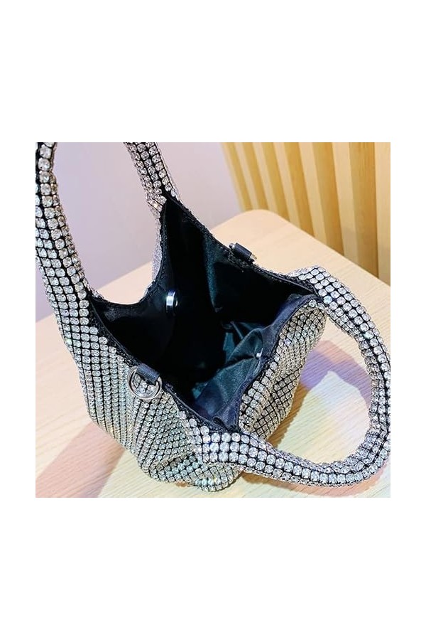 Strass Mini sac de transport pour femme Blingbling Sparkle portefeuille en cristal embrayage sacs à main argent fête bal mari