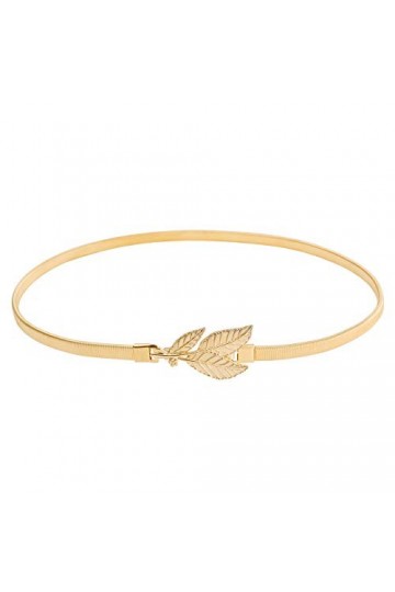 Chic Diary Ceinture élastique tendance et élégante, en métal élastique pour robe, Doré/argenté, taille unique