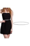 Discoball Ceinture fine en métal avec boucle entrelacée élastique extensible pour robe - Or - Taille Unique