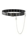 CHIC DIARY Punk Ceinture avec chaîne en jean Ceinture en cuir PU pour femme Double trou ceinture ceinture ceinture hanche cei