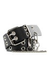 CHIC DIARY Punk Ceinture avec chaîne en jean Ceinture en cuir PU pour femme Double trou ceinture ceinture ceinture hanche cei