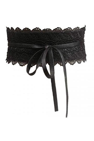 Ceinture large en dentelle pour femme Noir