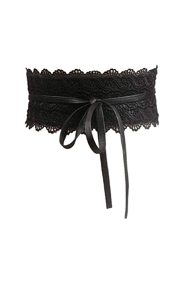Ceinture large en dentelle pour femme Noir