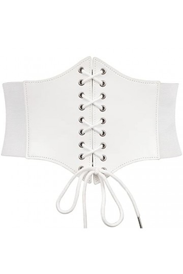 Jasgood Ceinture élastique à lacets pour femme, c-blanc, Medium