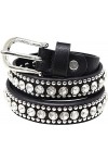 AnJuHoPa Ceinture à boucle en cuir avec rivets en strass pour femme Ceinture en jean dété 70cm adulte Noir