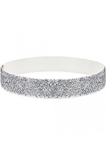 YooAi Strass Élastique PU Ceinture En Cuir Brillant Cristal Stretch Ceinture Ceinture Large Ceinture Pour Femmes Robe 63cm No