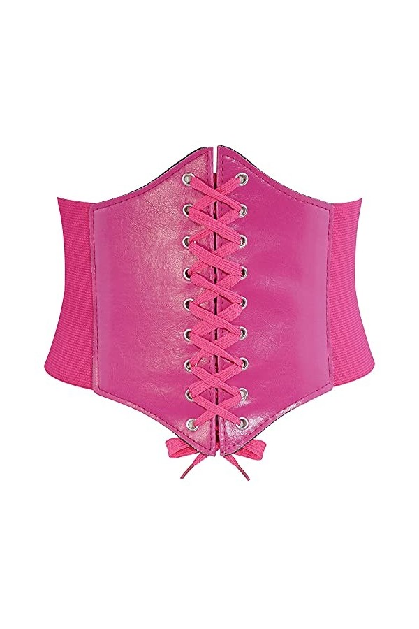 DTWAWA Ceintures de Corset Rose pour Femmes, Ceinture de Taille Waspie en cuir Élastique Large pour Robes de Filles, 31-34 po