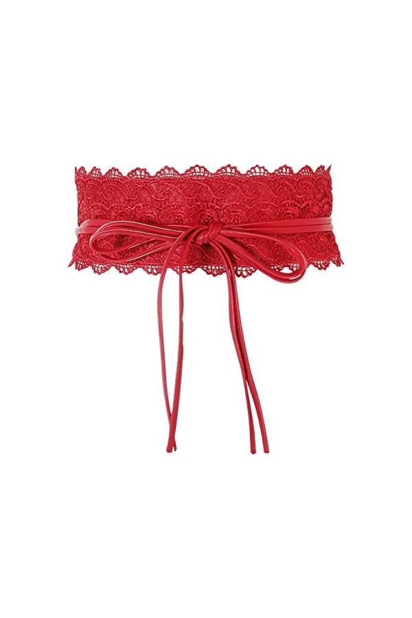 KRISP Ceinture Large Dentelle Pour Femme Similicuir Obi Crochet, Jaune Moutard, 15295-MSTD-OS