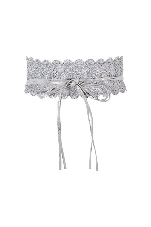 KRISP Ceinture Large Dentelle Pour Femme Similicuir Obi Crochet, Jaune Moutard, 15295-MSTD-OS