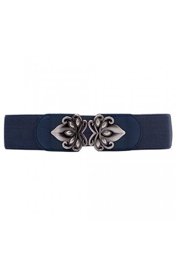 CHIC DIARY Ceinture large vintage pour femme avec boucle en métal - Ceinture élastique rétro - - Taille Unique