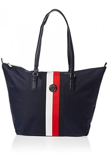 Tommy Hilfiger Poppy Tote Corp, Sacs bandoulière femme, Blanc Corporate ,