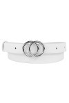 MYB Ceinture en simili cuir pour femme - boucle à ardillon - hauteur 25mm Blanc Argent , 100-115 cm 