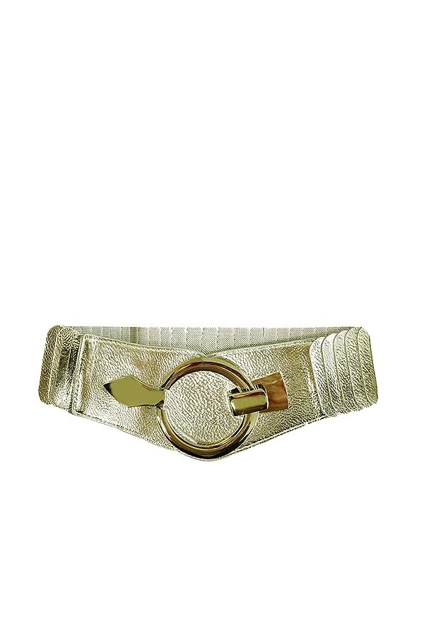 Glamexx24 Ceinture élastique pour femme - 6 cm de large - Anneau argenté, Or brillant, 85cm Taillenweite 76-108cm 