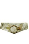 Glamexx24 Ceinture élastique pour femme - 6 cm de large - Anneau argenté, Or brillant, 85cm Taillenweite 76-108cm 