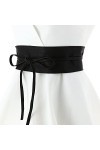 FASHIONGEN - Ceinture Obi pour Femme, Ceinture large Obi, Similicuir de Poylurethanne, haute qualité, MICA - Noir, S-M