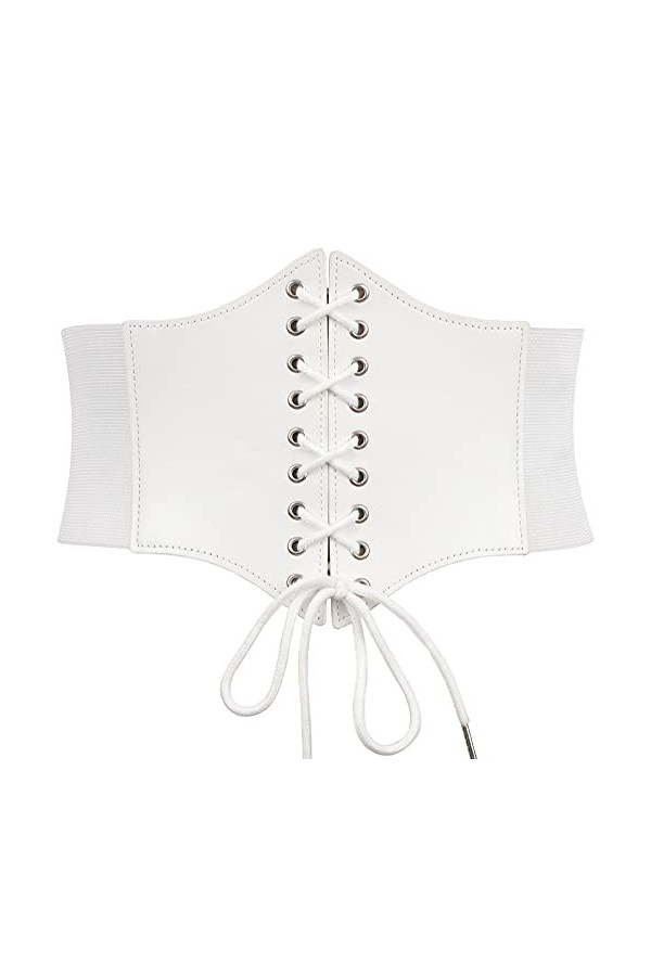 Jasgood Ceinture élastique à lacets pour femme, c-blanc, Medium