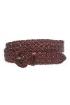 Ceinture décontractée tressée à la main pour femme de 3,8 cm de large, marron, L-102 cm