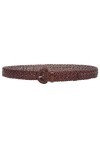 Ceinture décontractée tressée à la main pour femme de 3,8 cm de large, marron, L-102 cm