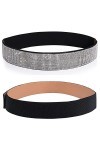 YooAi Strass Élastique PU Ceinture En Cuir Brillant Cristal Stretch Ceinture Ceinture Large Ceinture Pour Femmes Robe 63cm No