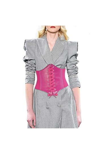 DTWAWA Ceintures de Corset Rose pour Femmes, Ceinture de Taille Waspie en cuir Élastique Large pour Robes de Filles, 31-34 po