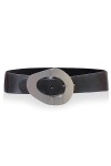 glomy * Ceinture femme 5 cm large et élastique avec boucle en métal coloré, Noir et argenté., Taille unique
